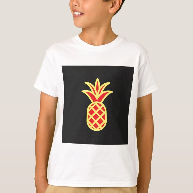 Yellow Pine Apple in Black T-Shirt (Front)