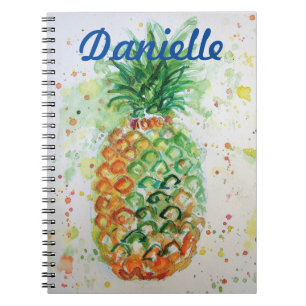 Yellow Pineapple Fruit Beachy girls name Notebook