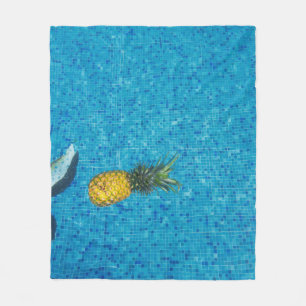 Yellow pineapple fruit fleece blanket