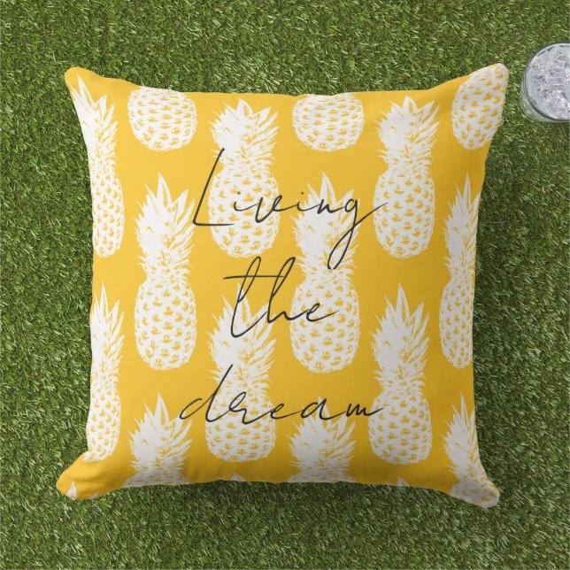 Yellow pineapple pattern big outdoor pillow (Grass)