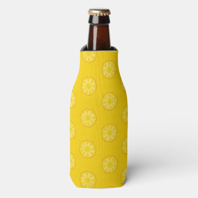 Yellow Pineapple Slices Pattern Bottle Cooler (Bottle Front)