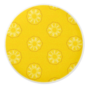 Yellow Pineapple Slices Pattern Ceramic Knob