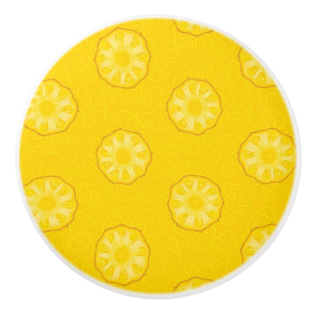 Yellow Pineapple Slices Pattern Ceramic Knob (Front)