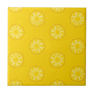 Yellow Pineapple Slices Pattern Ceramic Tile