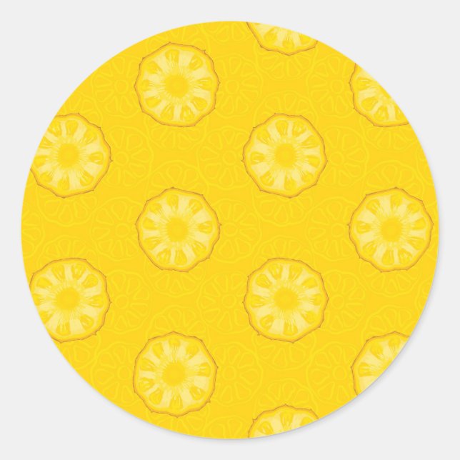 Yellow Pineapple Slices Pattern Classic Round Sticker (Front)