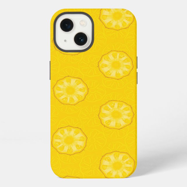 Yellow Pineapple Slices Pattern iPhone Case (Back)