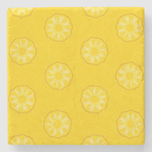 Yellow Pineapple Slices Pattern Stone Coaster