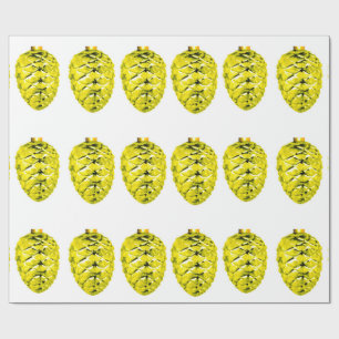 Yellow Pinecones Wrapping Paper