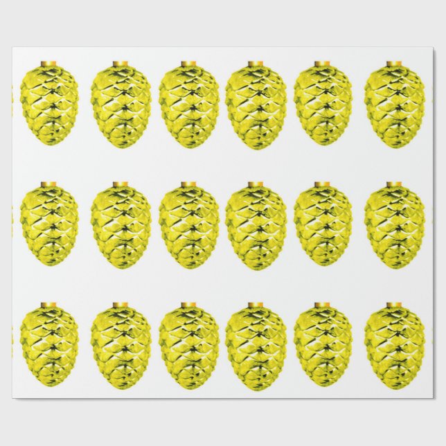 Yellow Pinecones Wrapping Paper (Flat)
