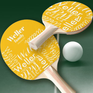 Yellow Ping Pong Fun Paddle with Family Name