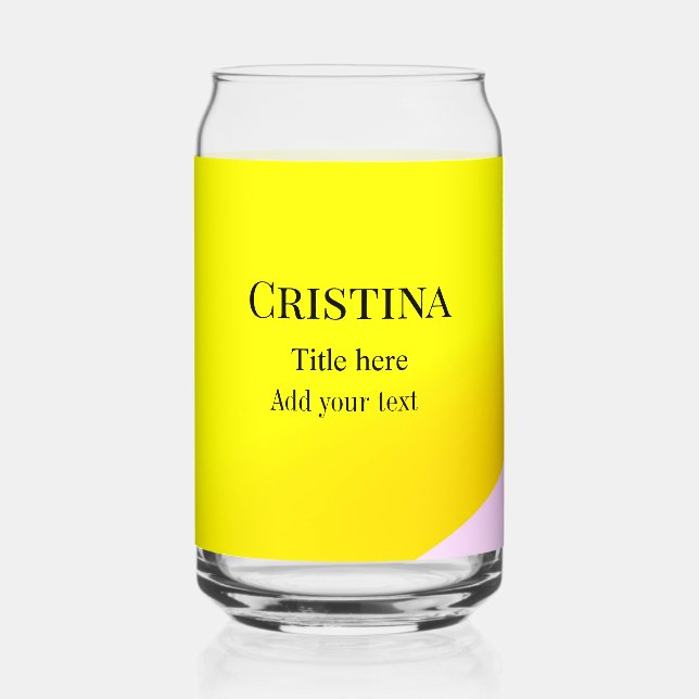Yellow pink abstract add name title text pattern p can glass (Front)