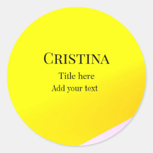 Yellow pink abstract add name title text pattern p classic round sticker