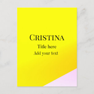 Yellow pink abstract add name title text pattern p postcard