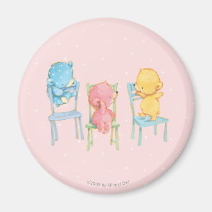 Yellow, Pink, and Blue Bears on Chairs Magnet