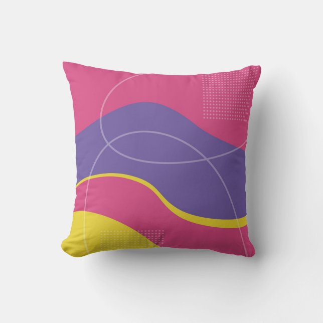 Yellow Pink and Purple Abstract Art Design  Cushion (Front)