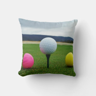 YELLOW, PINK AND WHITE  Golf Balls Cushion