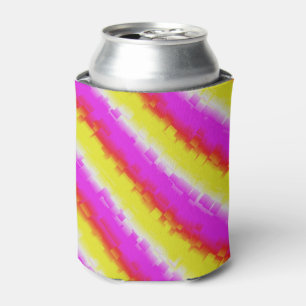 Yellow Pink Artdeco Rainbow Stripes Can Cooler