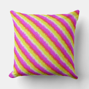 Yellow Pink Artdeco Rainbow Stripes Cushion
