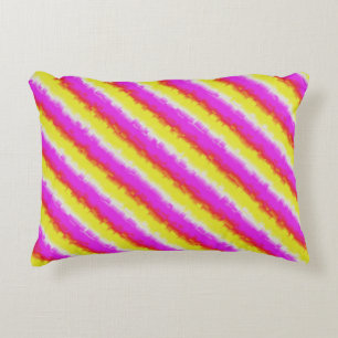Yellow Pink Artdeco Rainbow Stripes Decorative Cushion