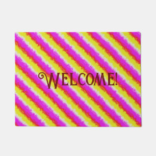 Yellow Pink Artdeco Rainbow Stripes Doormat