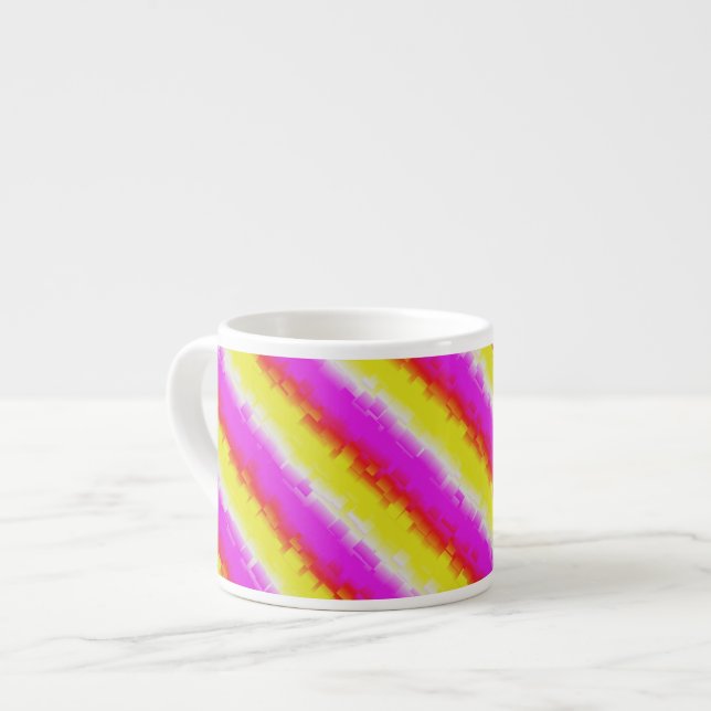 Yellow Pink Artdeco Rainbow Stripes Espresso Cup (Front Left)
