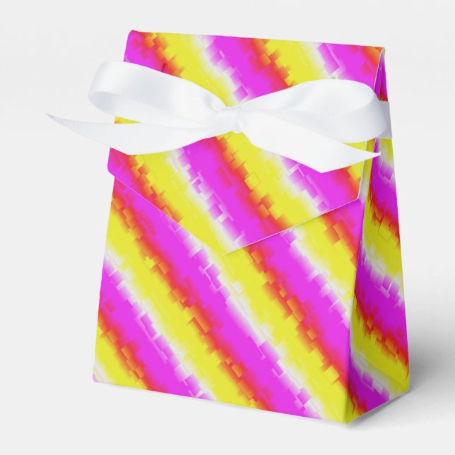 Yellow Pink Artdeco Rainbow Stripes Favour Box (Front Side)