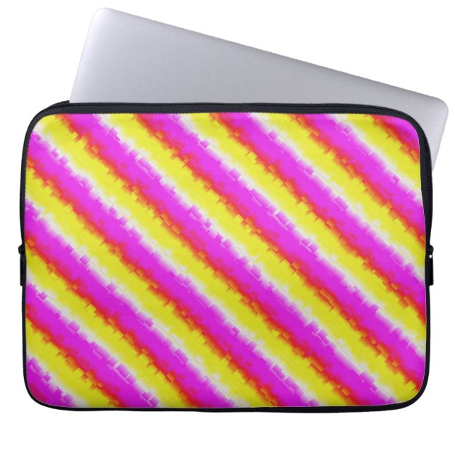 Yellow Pink Artdeco Rainbow Stripes Laptop Sleeve (Front)