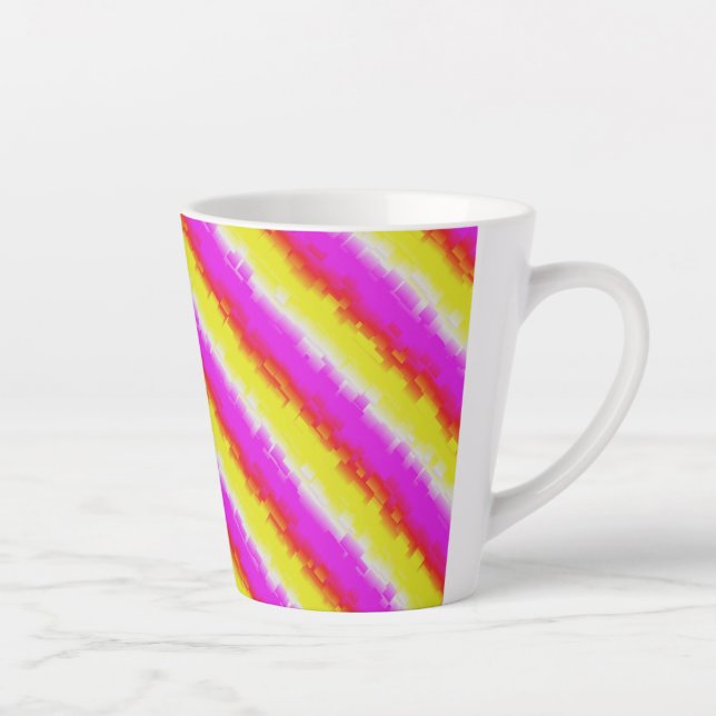 Yellow Pink Artdeco Rainbow Stripes Latte Mug (Right)