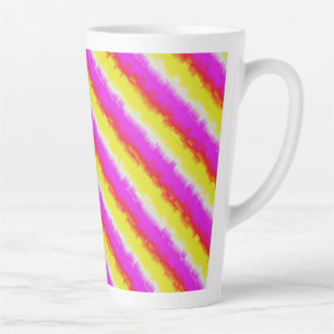 Yellow Pink Artdeco Rainbow Stripes Latte Mug