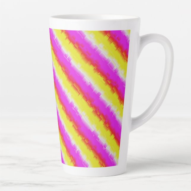Yellow Pink Artdeco Rainbow Stripes Latte Mug (Right)