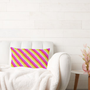 Yellow Pink Artdeco Rainbow Stripes Lumbar Cushion
