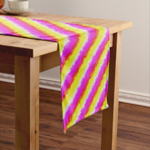 Yellow Pink Artdeco Rainbow Stripes Medium Table Runner