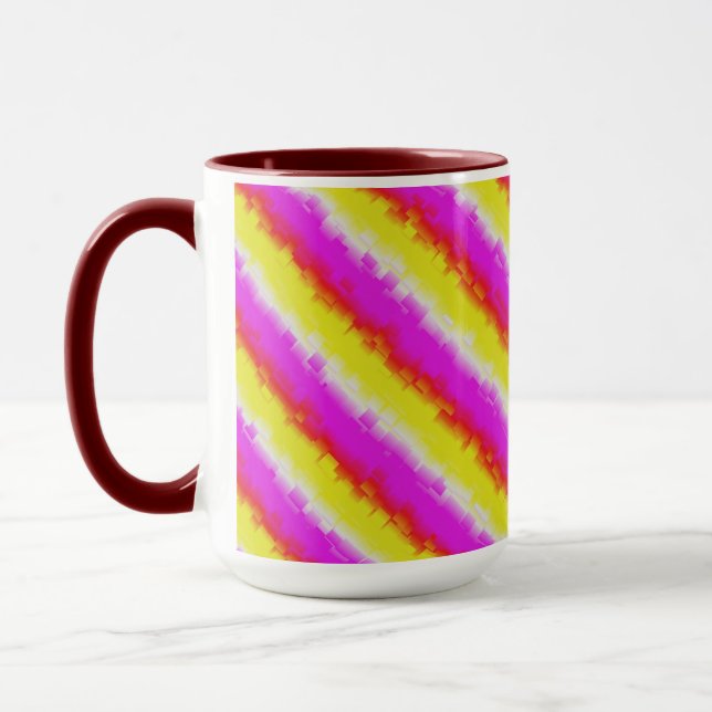 Yellow Pink Artdeco Rainbow Stripes Mug (Left)