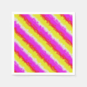 Yellow Pink Artdeco Rainbow Stripes Napkin