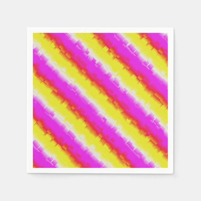 Yellow Pink Artdeco Rainbow Stripes Napkin (Front)