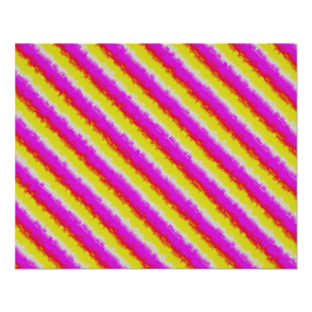 Yellow Pink Artdeco Rainbow Stripes Poster (Front)