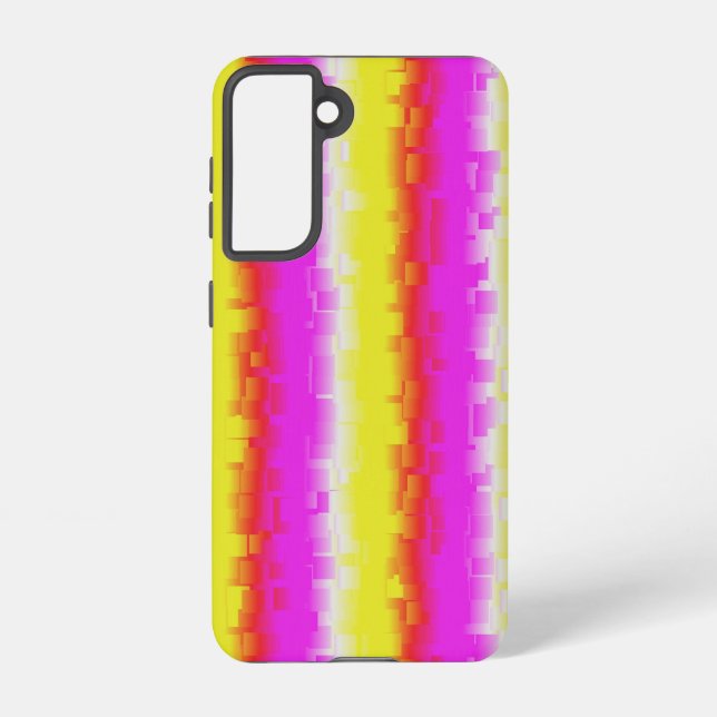 Yellow Pink Artdeco Rainbow Stripes Samsung Galaxy S21 Case (Back)