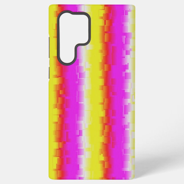 Yellow Pink Artdeco Rainbow Stripes Samsung Galaxy S22 Ultra Case (Back)