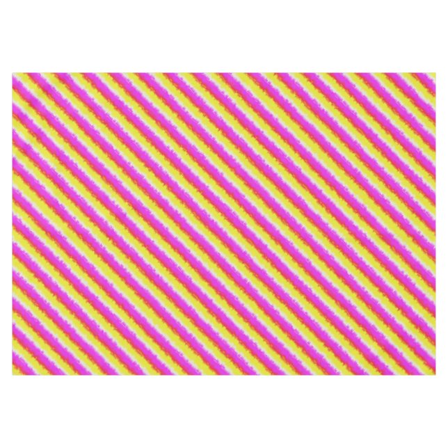 Yellow Pink Artdeco Rainbow Stripes Tablecloth (Front (Horizontal))
