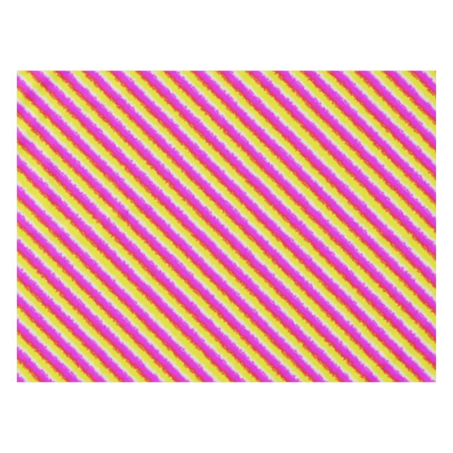 Yellow Pink Artdeco Rainbow Stripes Tablecloth (Front (Horizontal))