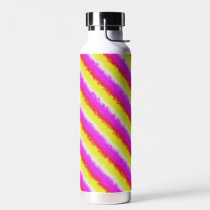 Yellow Pink Artdeco Rainbow Stripes Water Bottle