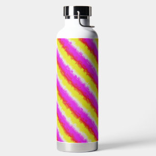 Yellow Pink Artdeco Rainbow Stripes Water Bottle