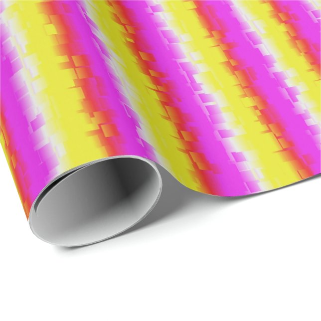 Yellow Pink Artdeco Rainbow Stripes Wrapping Paper (Roll Corner)