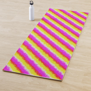 Yellow Pink Artdeco Rainbow Stripes Yoga Mat
