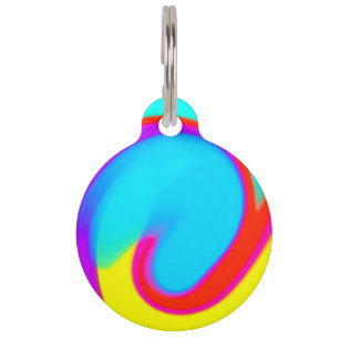 yellow pink blue abstract logo here name editable pet tag