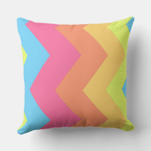Yellow, Pink, Blue and Orange Chevron Pattern Cushion