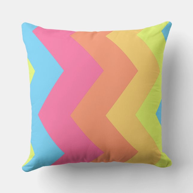 Yellow, Pink, Blue and Orange Chevron Pattern Cushion (Back)