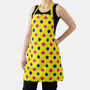Yellow Pink Blue Polka Dot Pattern Apron