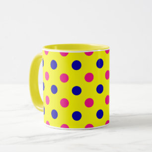 Yellow Pink Blue Polka Dot Pattern Mug