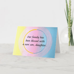 Yellow Pink Blue Sphere Adoption Announcement Card
